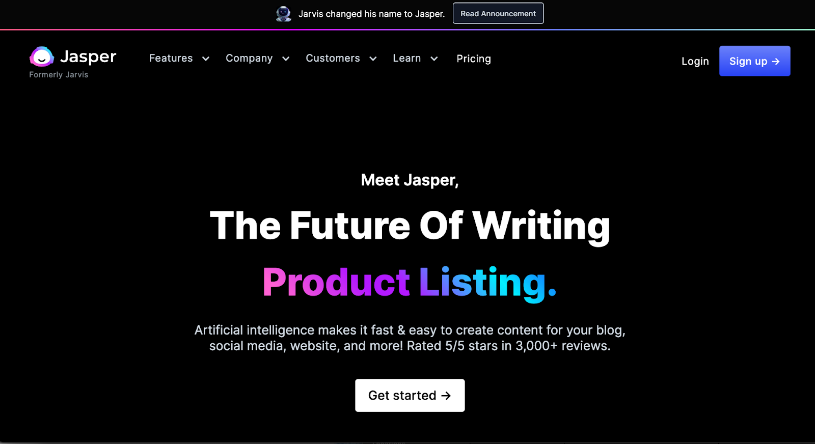Jasper copywriting tool website