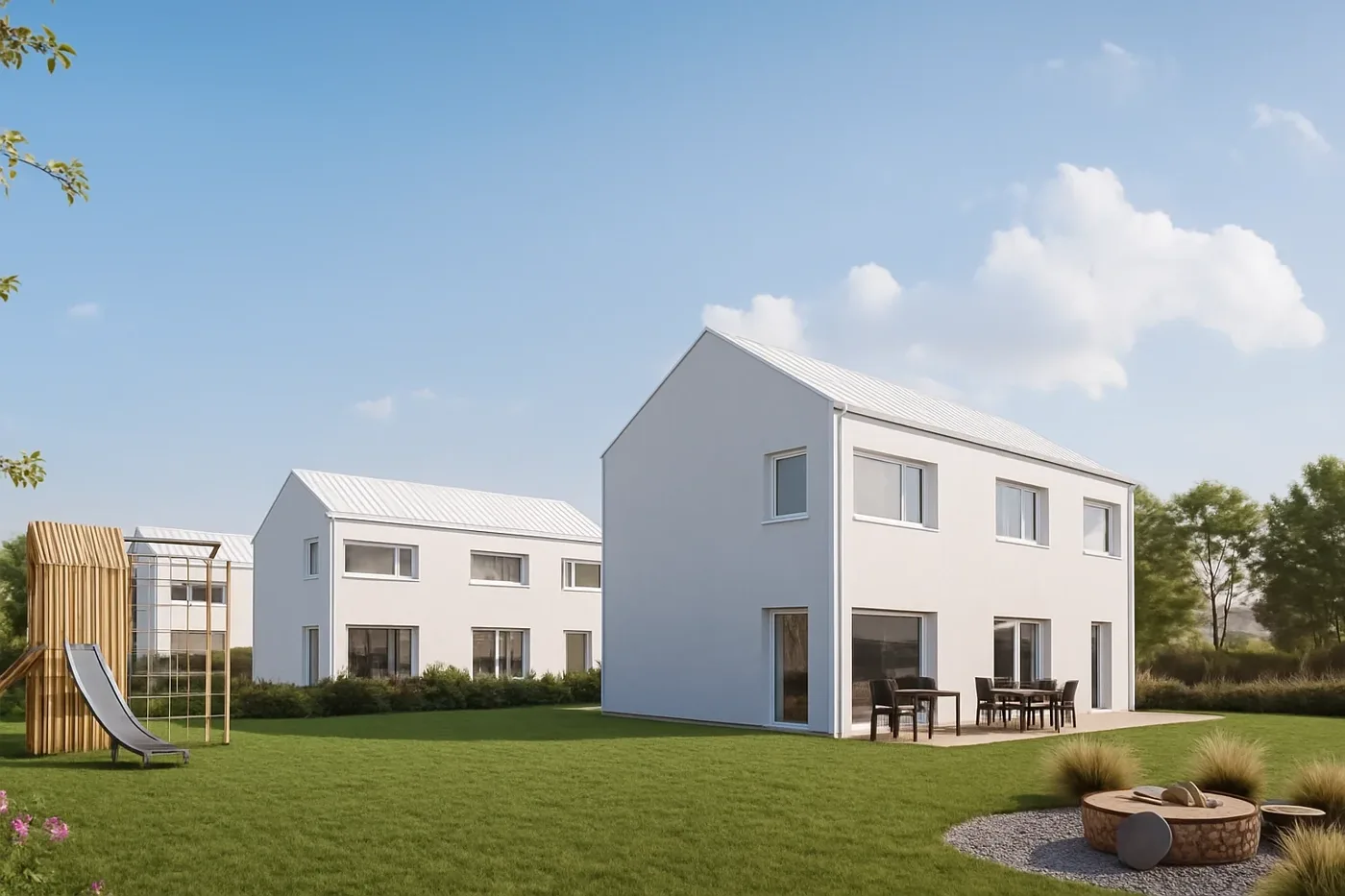 Rendering of houses with gardens
