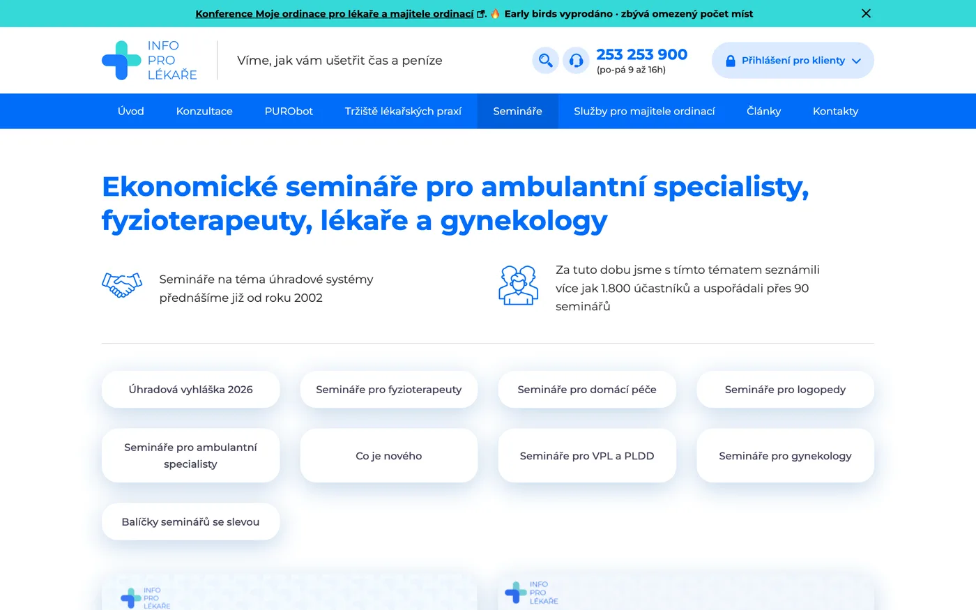 Stránka placených seminářů Info pro lékaře