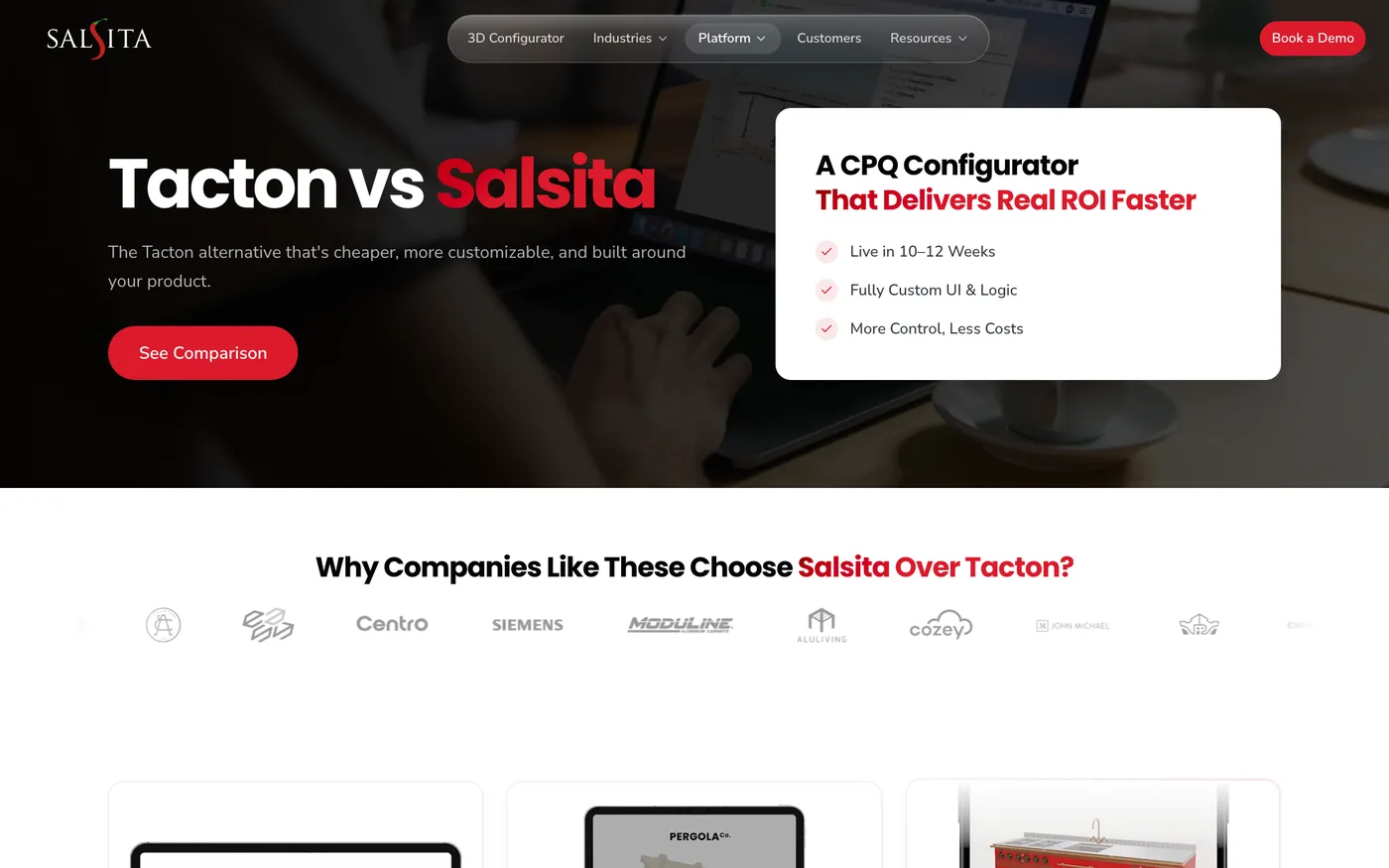 Tacton vs Salsita comparison page